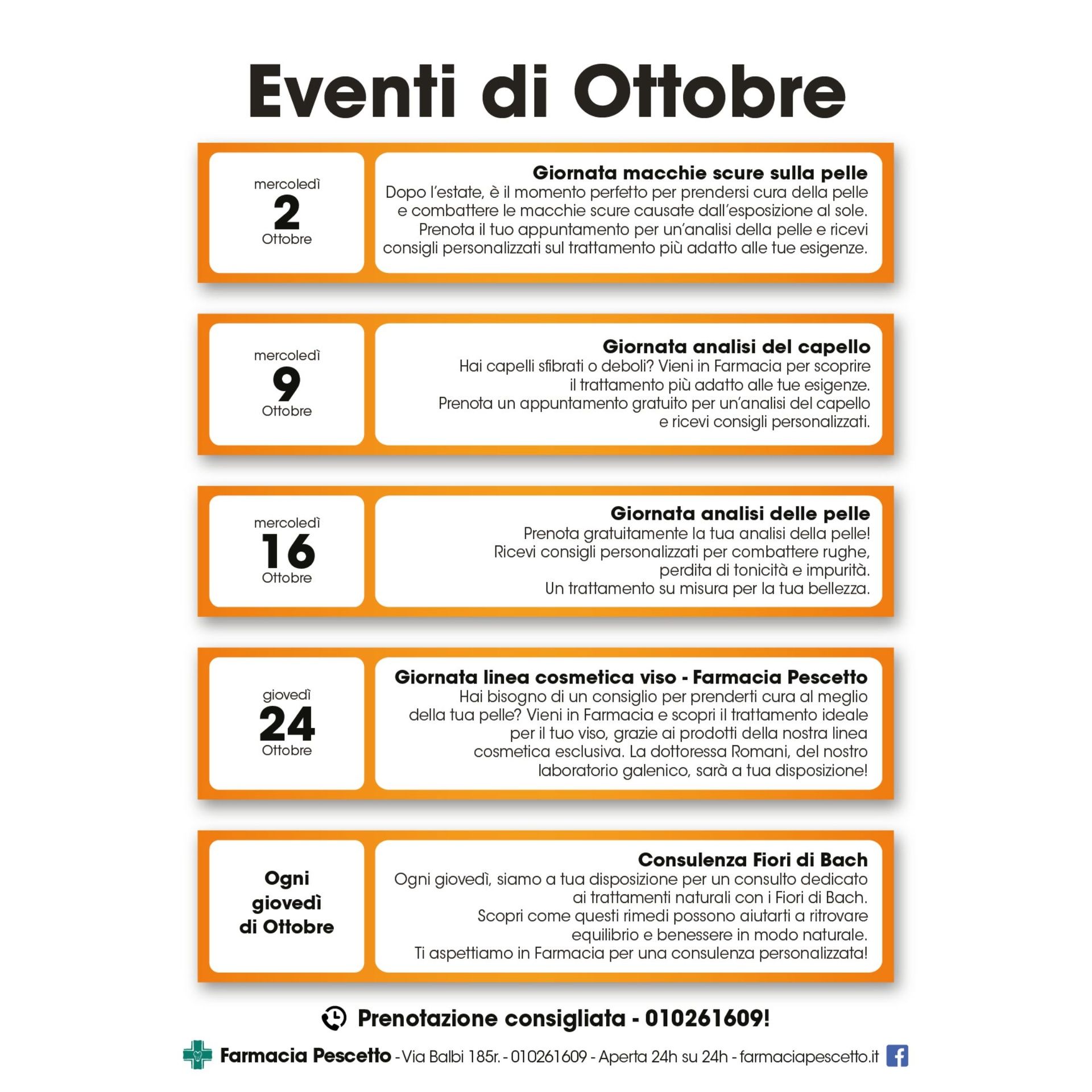 Eventi Ottobre Farmacia Pescetto 2024